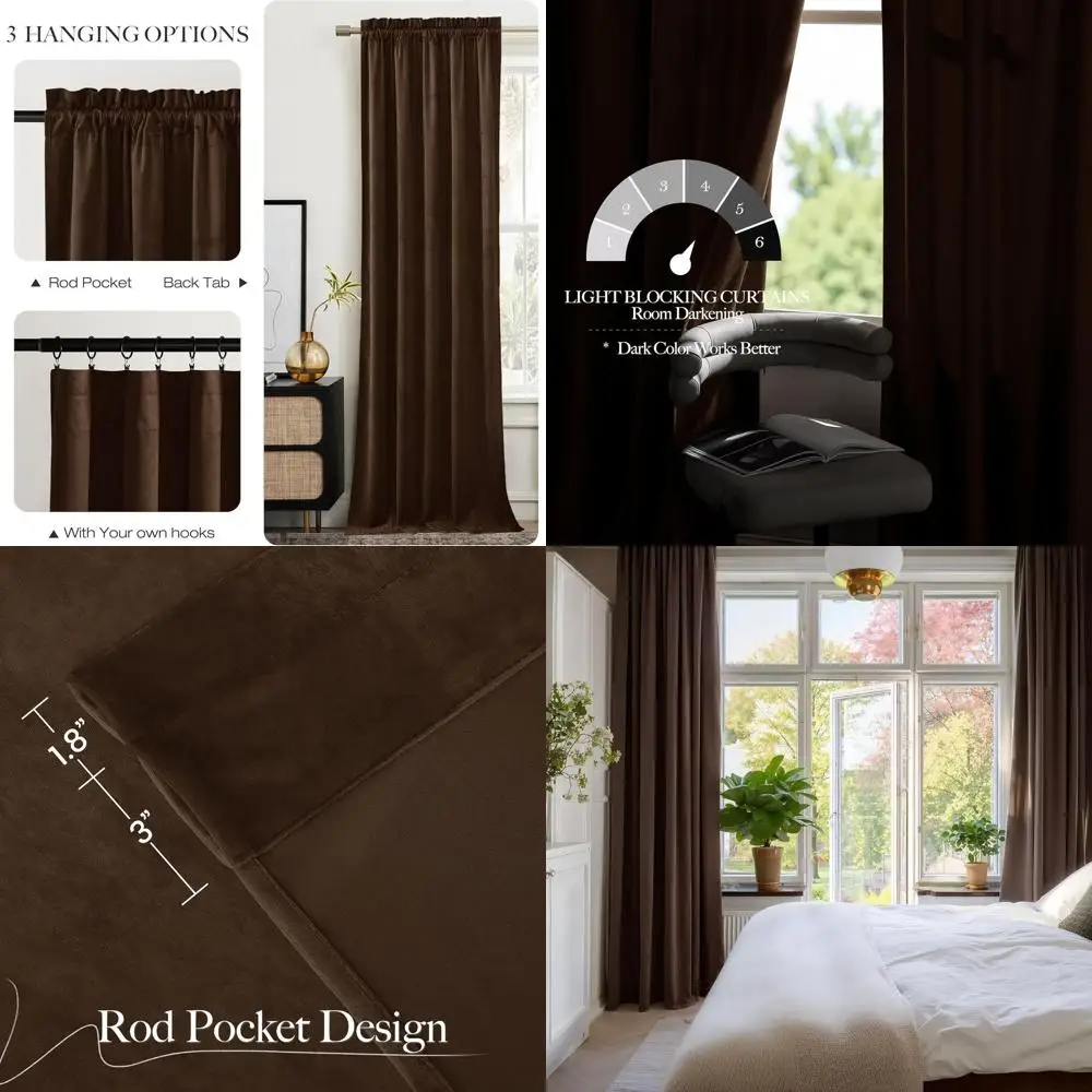 

Велюровые светонепроницаемые шторы 96 дюймов, затемняющие, с термоизоляцией, 52x96 пара для домашнего кинотеатра