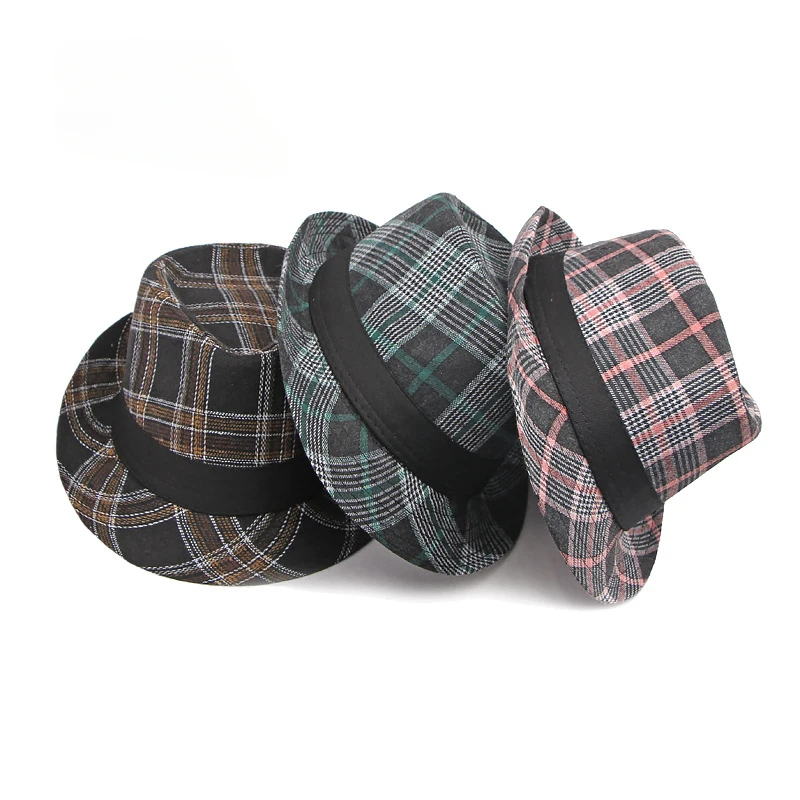 European and American Style Patterned Top Hat for Men  Sun Protection  Hat  Spring and Summer New Plaid Jazz Hat for Women