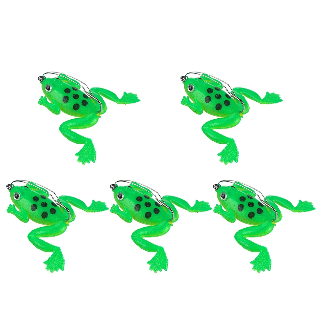 5Pcs/Lot 4.5cm 3G Lifelike Soft Frog Fishing Bait Fishing Lures Set with Bass Hook Carp Fishing Lures Green