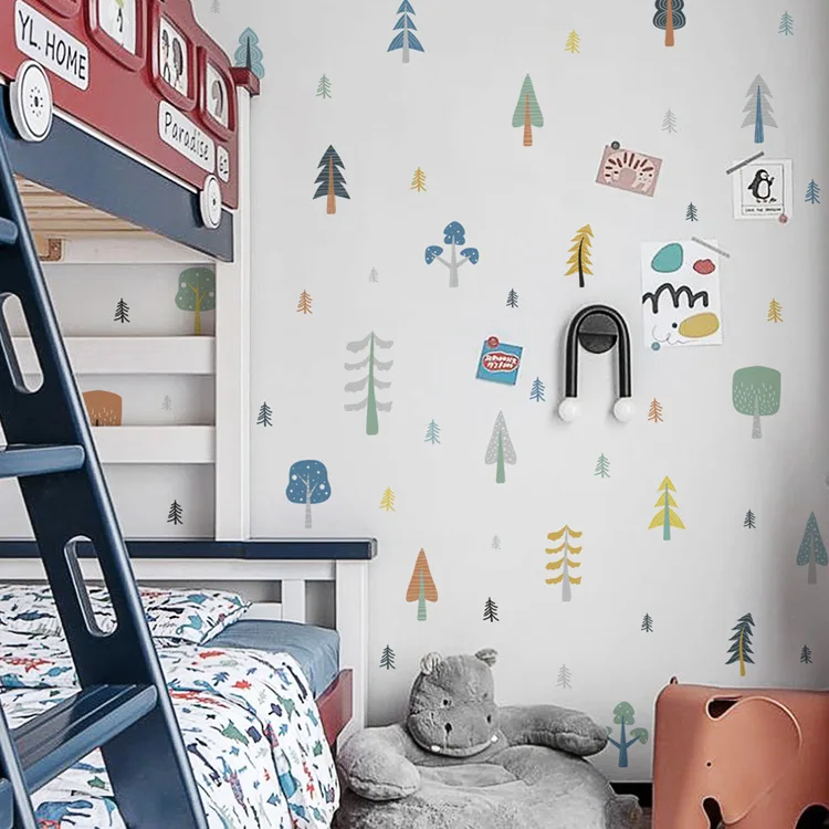 Cartoon-Wald-Baum-Wandaufkleber, Heimdekoration, Wandbild, Wohnzimmer-Dekoration, Tapete, Schlafzimmer-Kombination, selbstklebender Aufkleber – Detail 6