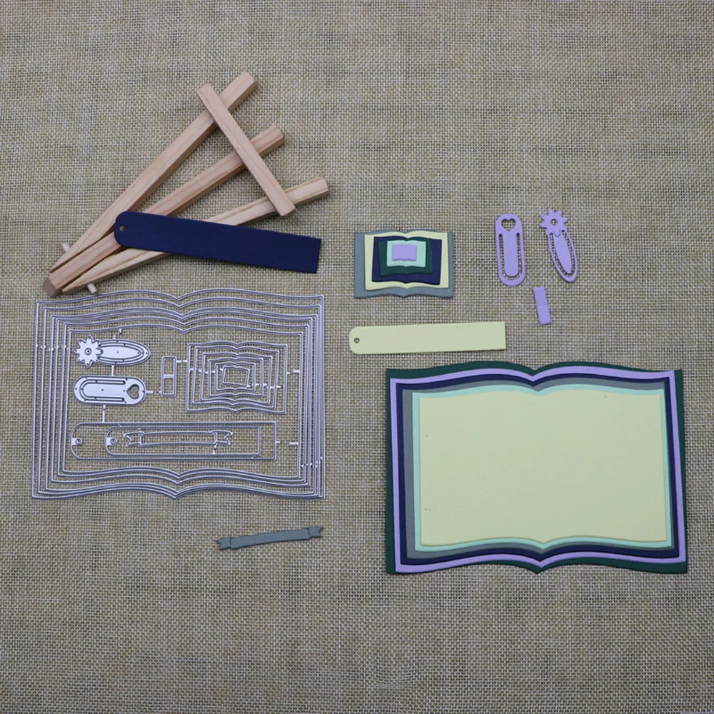 Books Frame Metal Cutting Dies Scrapbooking Album Paper Craft Stencil Embossing Decor Dies for Card Making Decorative Diecut image 6