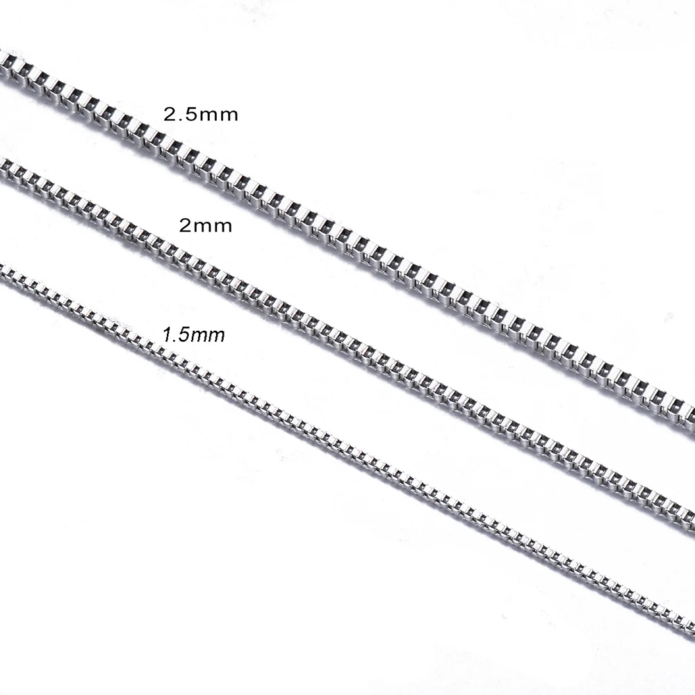 2 Meter Breite 1,5mm/2mm/2,5mm/3mm Edelstahl-Kastenkette für DIY-Schmuckherstellung für Männer und Frauen – Detail 1