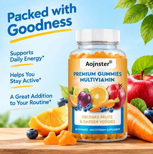 Fruit Veggie Blend Multivitamin Gummies, Premium Chewable Formula, Rich Natural Ingredients, 60 Count Daily Gummies