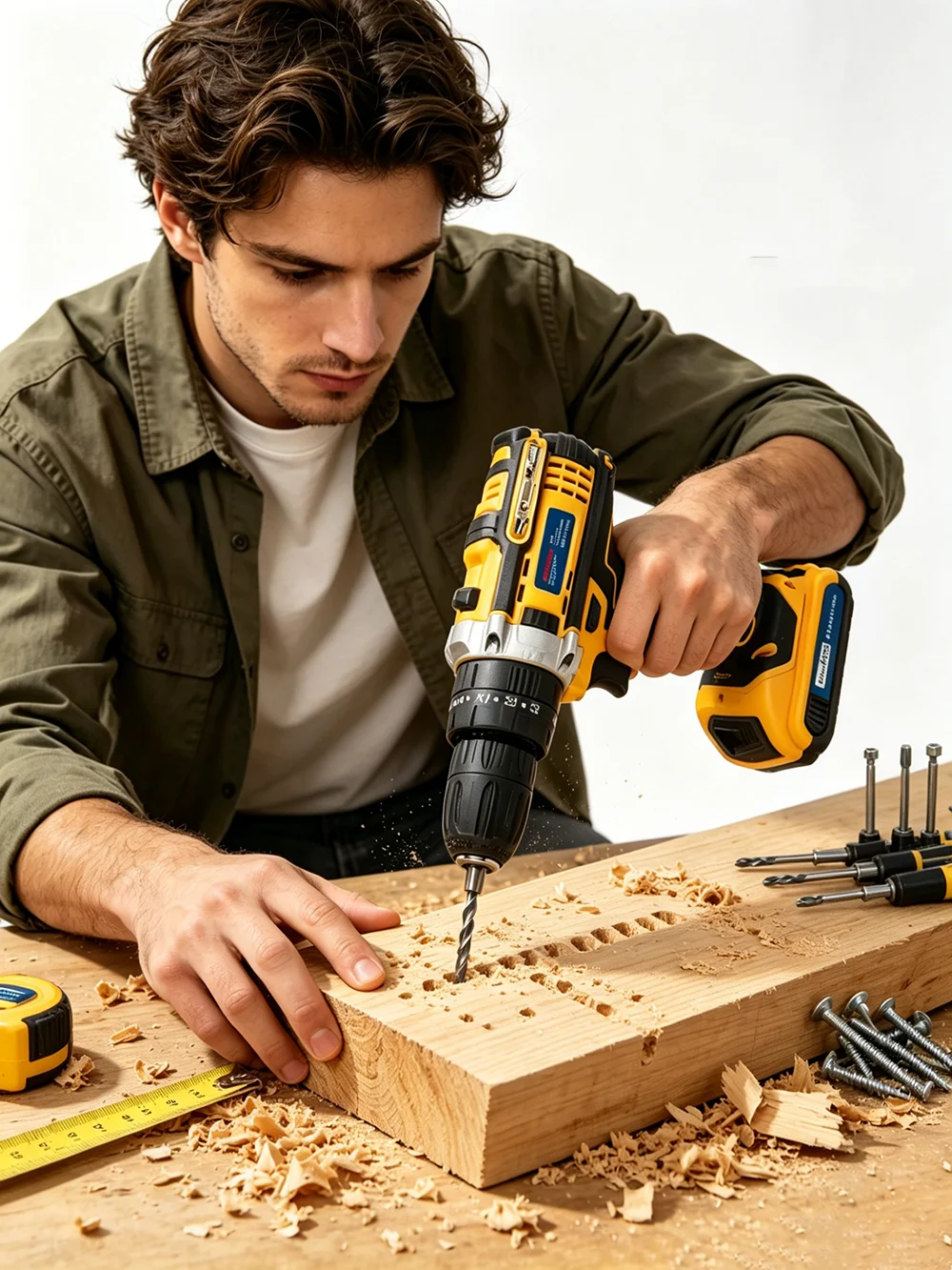 21V Home Multi-Purpose Cordless Drill Tool Set - Rechargeable Cordless Drill ToolBox Set, Equipped With  2 Battery,  Bit Set, ToolBox Set, Suitable Home Repair,  Gift For Men
