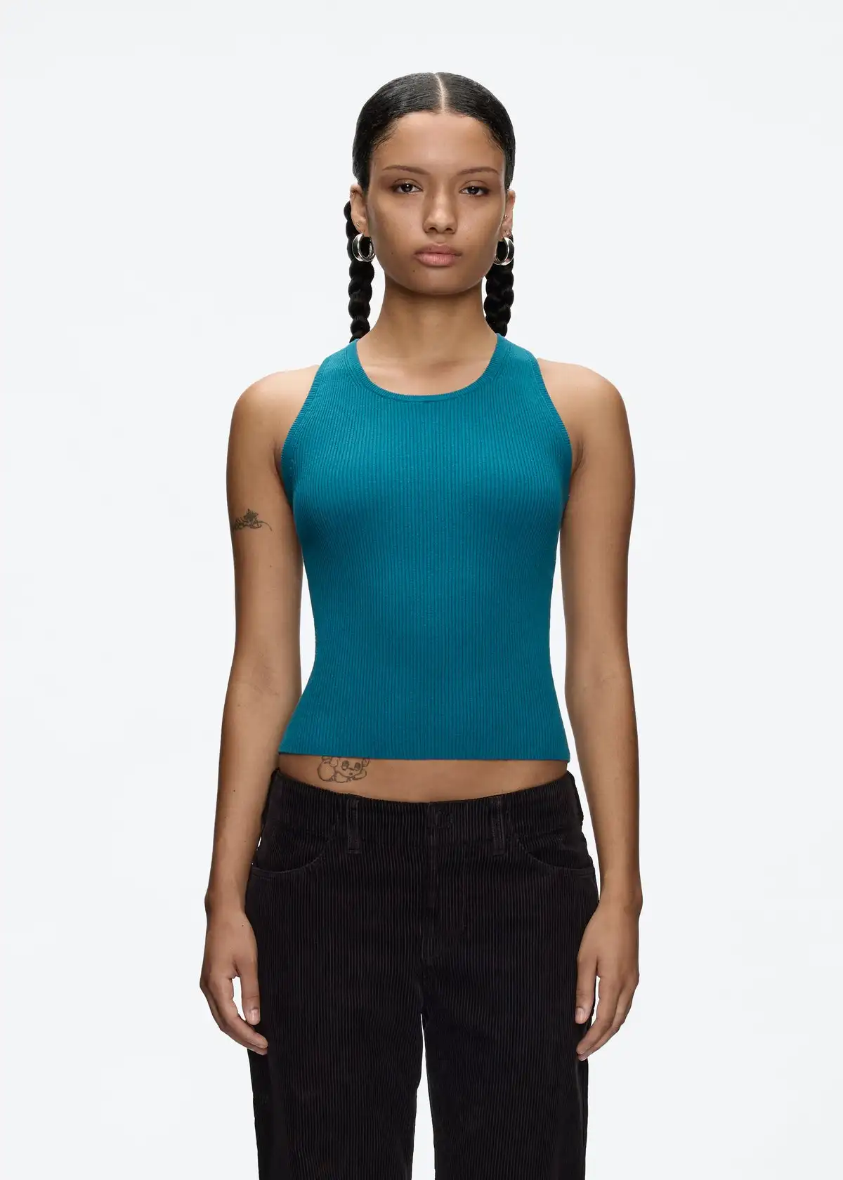 

Tank Summer Women's Peacock Blue Suspender Wide Shoulder Strap Threaded Knitted Vest Sexy Top Casual Sports Daily Wear