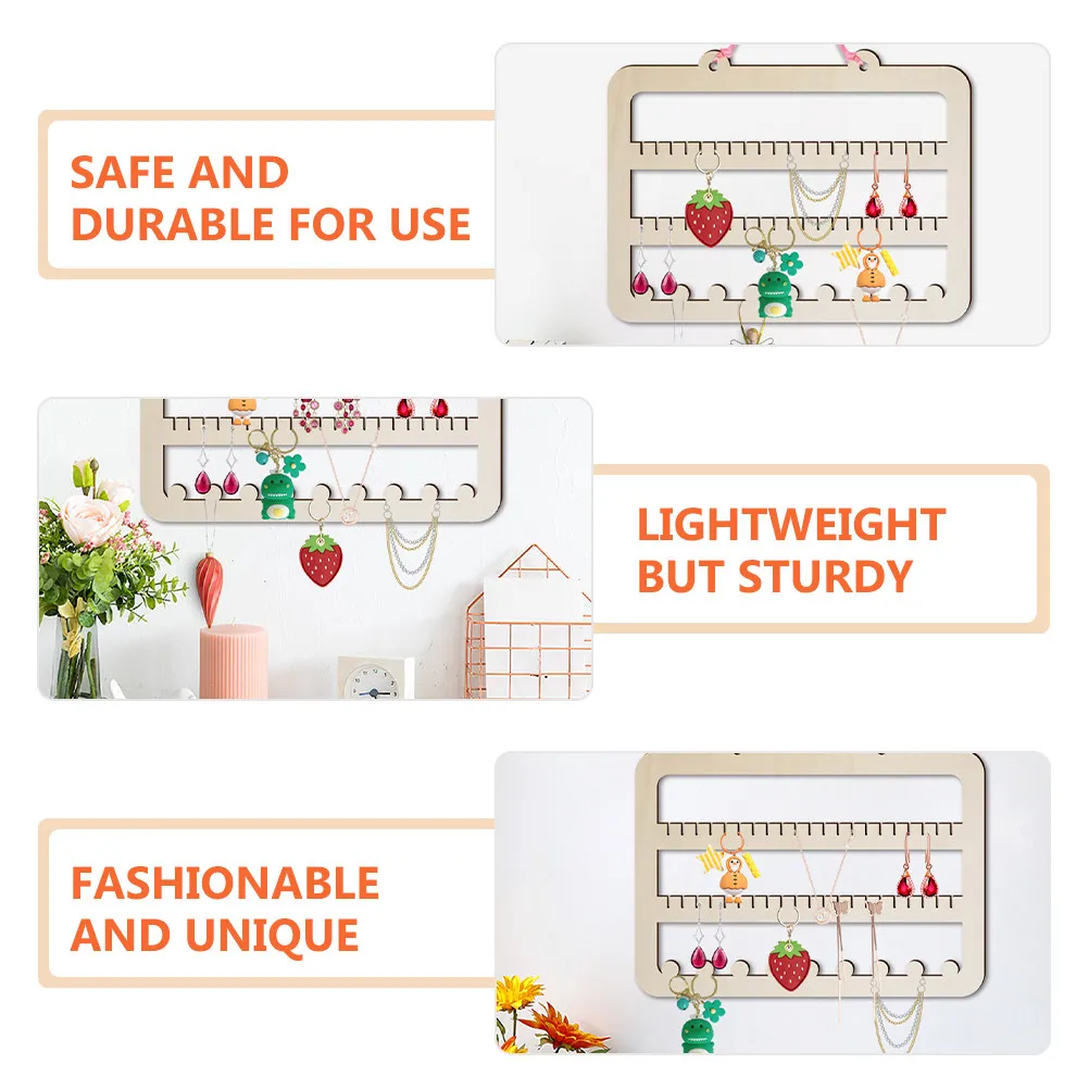 Wooden Wall-Mounted Earring Organizer Rack – Lightweight, Space-Saving & Tangle-Free Jewelry Display