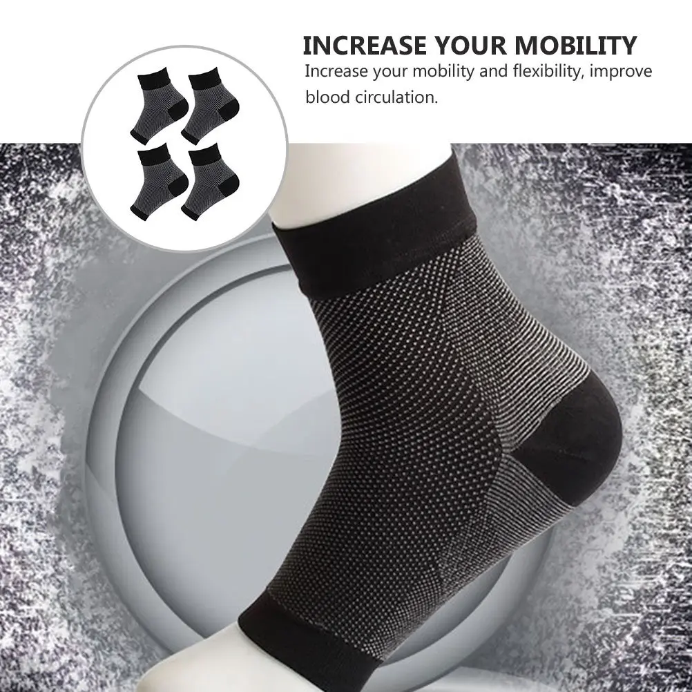 

2 пары компрессионных носков без пальцев для поддержки голеностопа, облегчения боли при плантарном фасциите, улучшения подвижности, гибкий фиксатор голеностопа