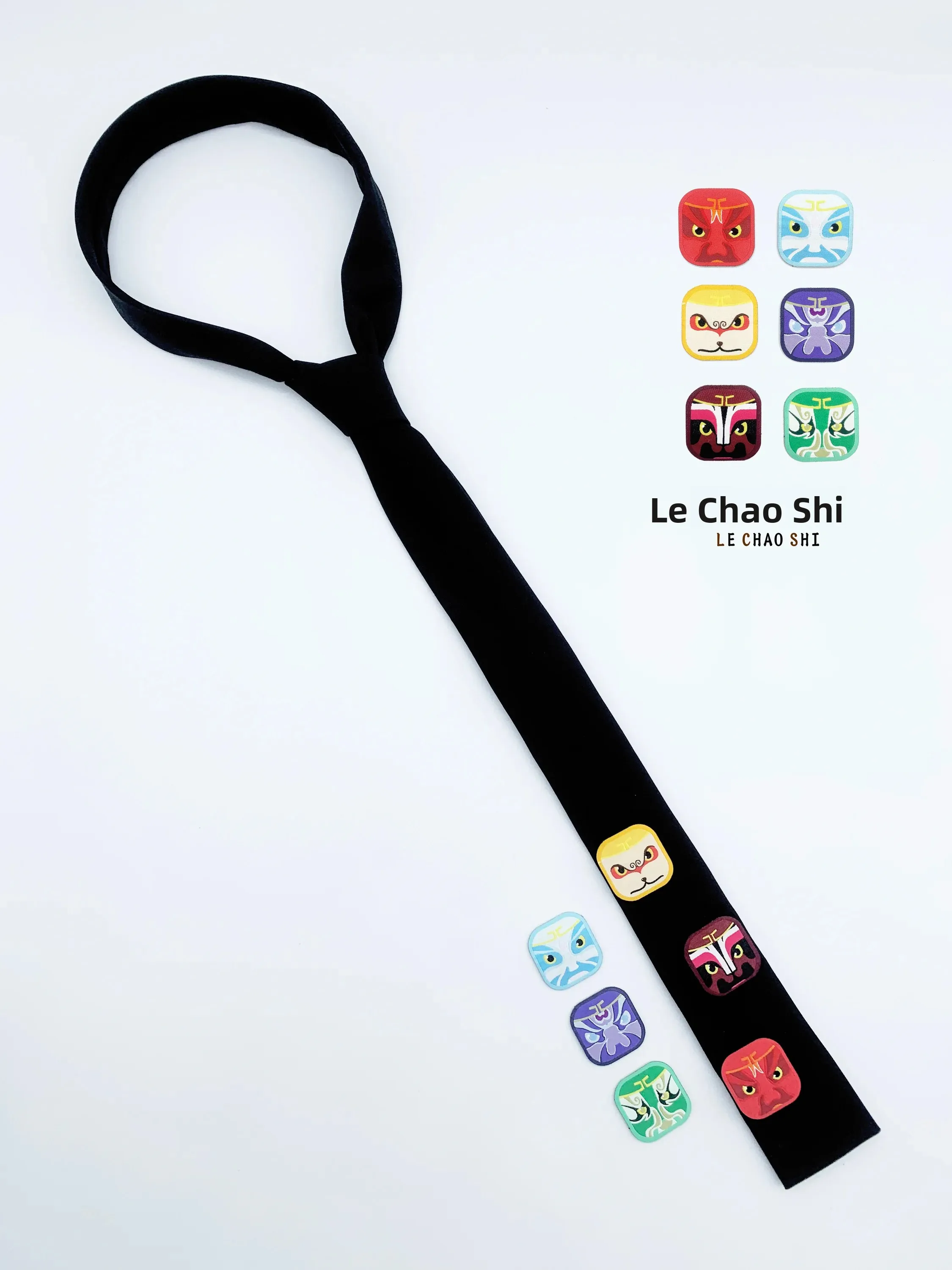 lechao-オリジナルトレンディブランドブラックタイメンズカレッジスタイルシャツ女性用スリムフェイスマスク小さなニッチデザイン手作りモデル
