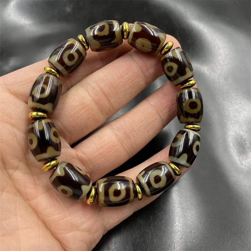 Tibetan Three-Eye Dzi Bracelet Tibet Old Agate