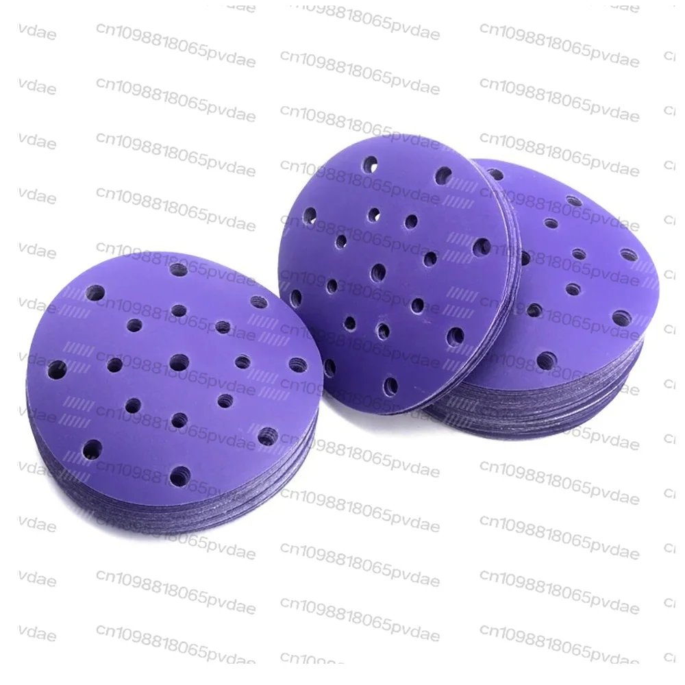 50PCS 6 Inch 17 Hole Hook and Loop Sanding Discs,40-2000 Grit 150mm Purple Film Ceramic Sanding Disc for Putty,Paint,Metal,Wood