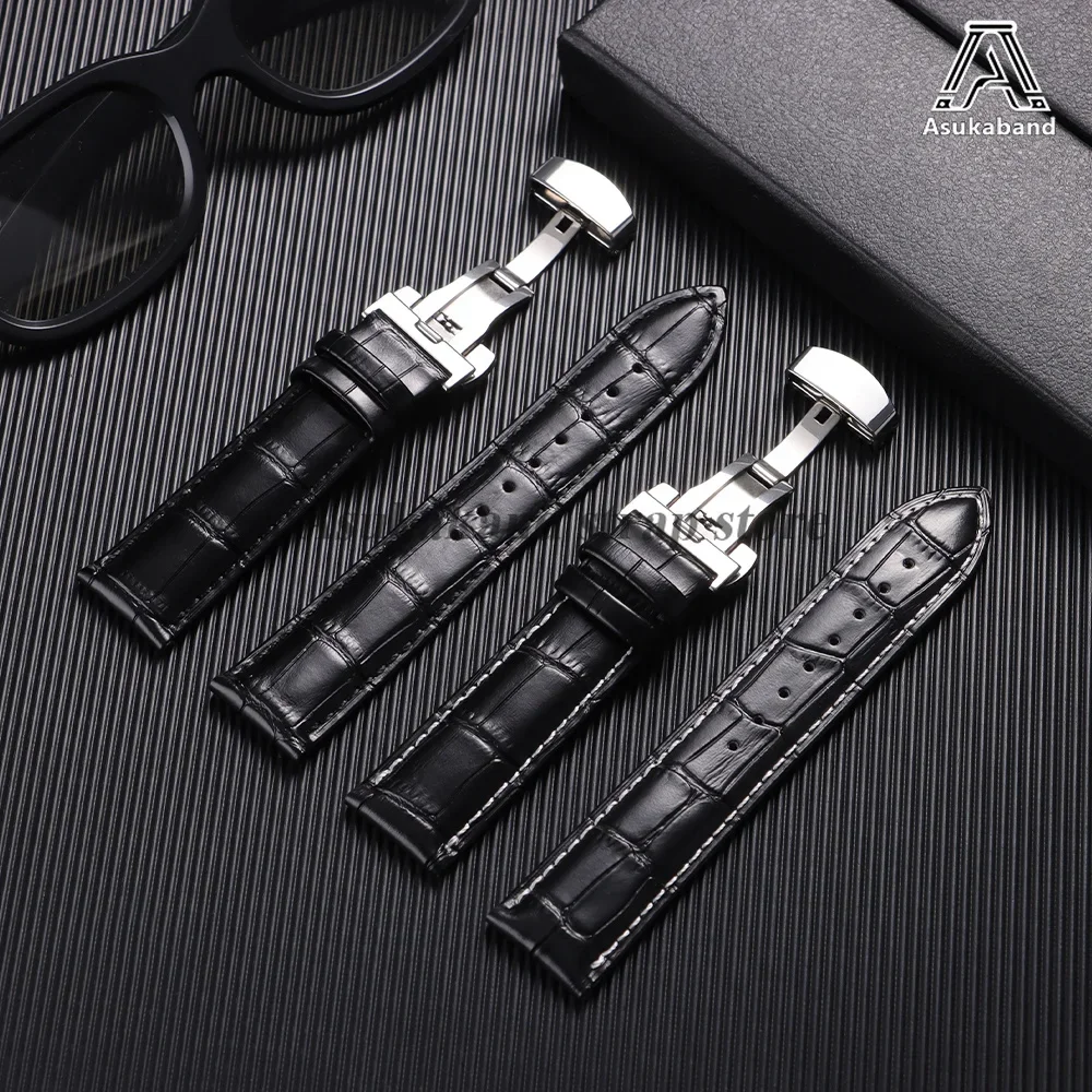 Echtes Leder-Uhrenarmband 18mm 20mm 22mm 24mm für Omega für Seiko Vintage Leder 14/18/19/21mm Herren Schmetterlingsverschluss Uhrenarmband – Detail 4