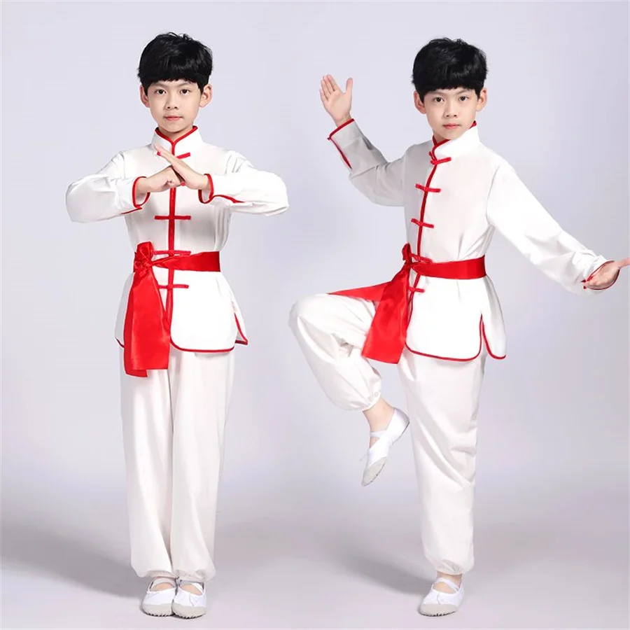 Kinder Chinesische Traditionelle Wushu Kleidung Für Kinder Kampfkunst Uniform Kung Fu Anzug Mädchen Jungen Podium Kostüm Set