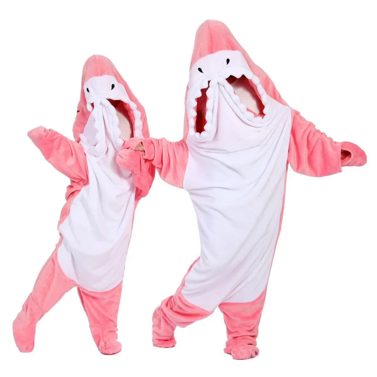 Funny Cosplay Shark Costume Adult Kids Pyjama Cartoon Shark Blanket Halloween Christmas Carnival Sleepwear Jumpsuit Playsuit