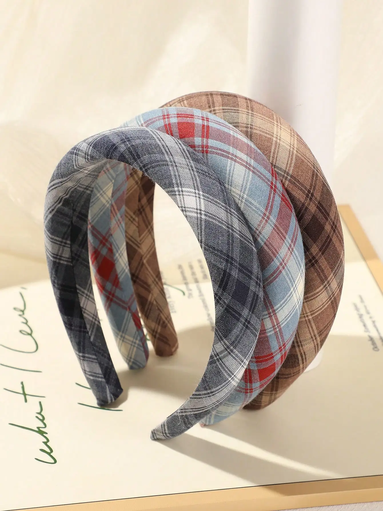 

Plaid Print Sponge Headband For Women Daily Casual Styling Autumn Winter Hair Accessory