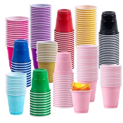 50pcs Disposable Plastic Cups Assorted Color Drinking Cups Wine Cup for wedding Birthday Events party decor home bar supplies