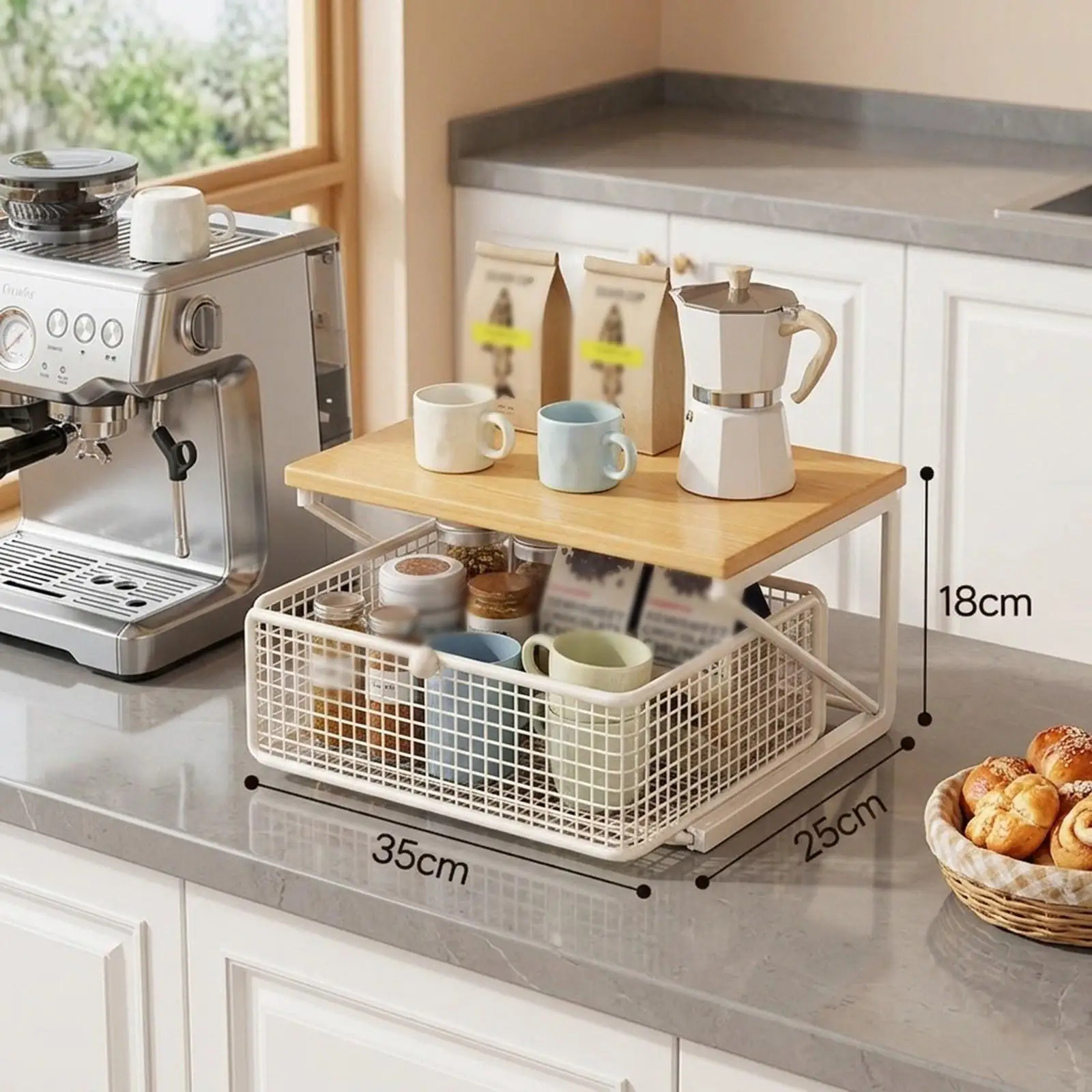 Organizador de Estación de Café para la Cocina con Cajón Suave