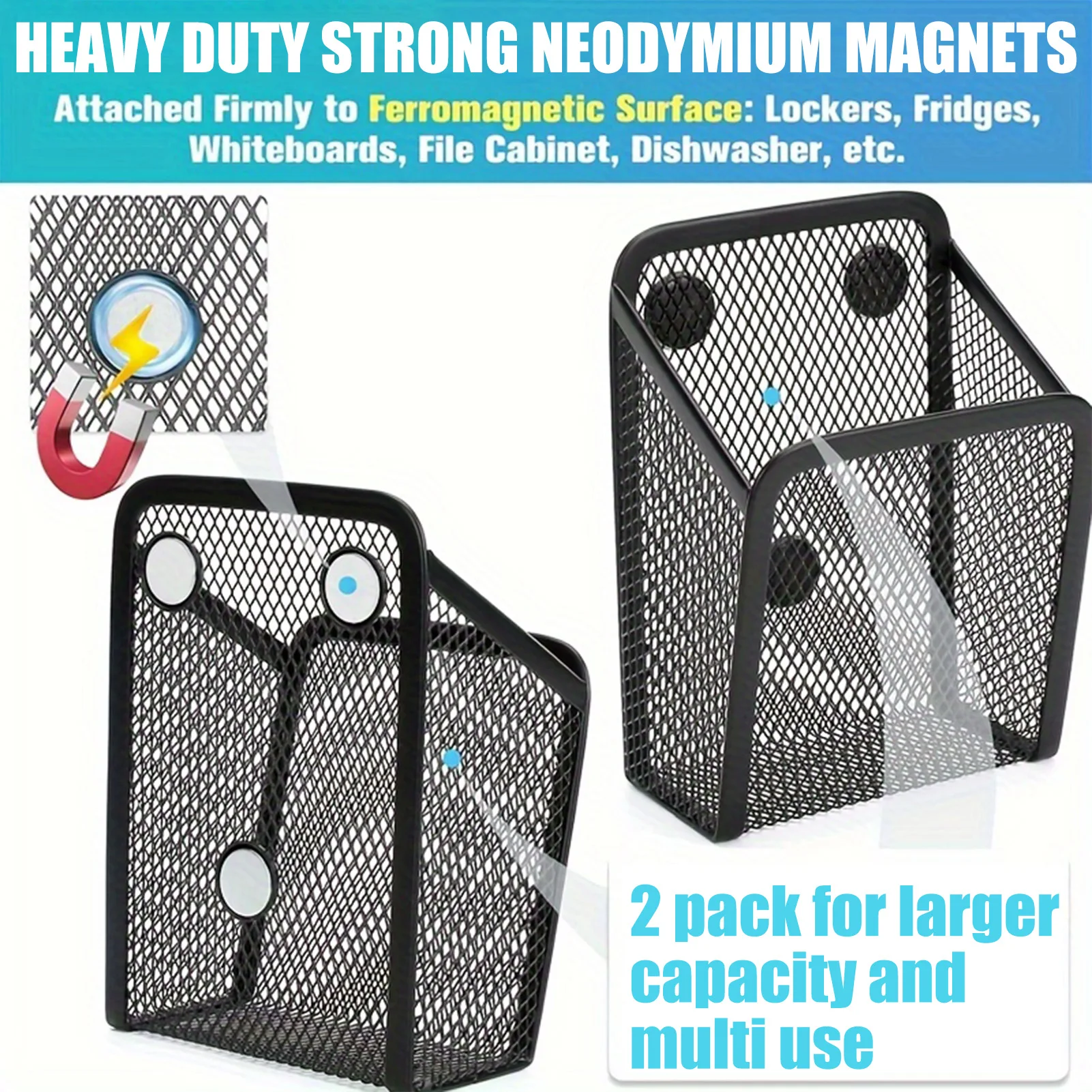 Wall Hanging Magnetic Pen Holder Space Saving pencil Storage Bin School Accessories Tabletop Organizer for Students Kids
