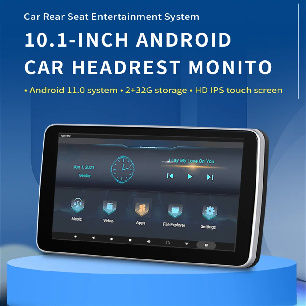 

Headrest Monitor Display IPS Android Tablet Touch Screen For Car Rear Seat Player Video Music Bluetooth AirPlay HDMI