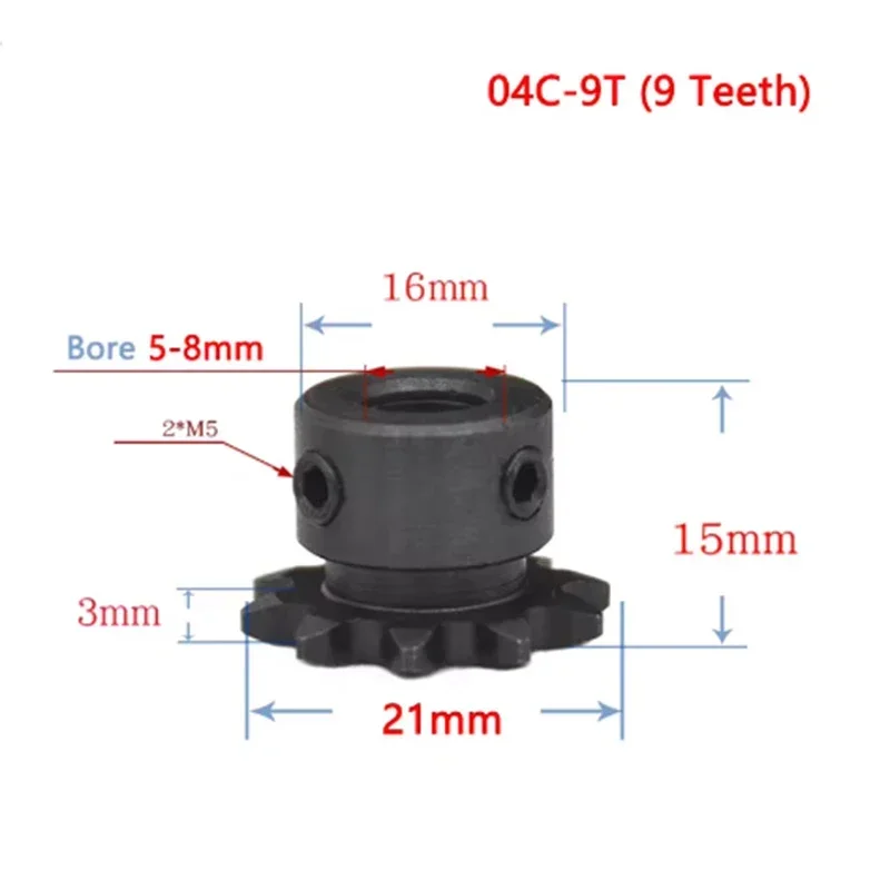 

1PCS #25 Chain Drive Sprocket Wheel 9Tooth 10Tooth Bore 5/6/8/10mm Pitch 1/4" 6.35mm For 04C Chain