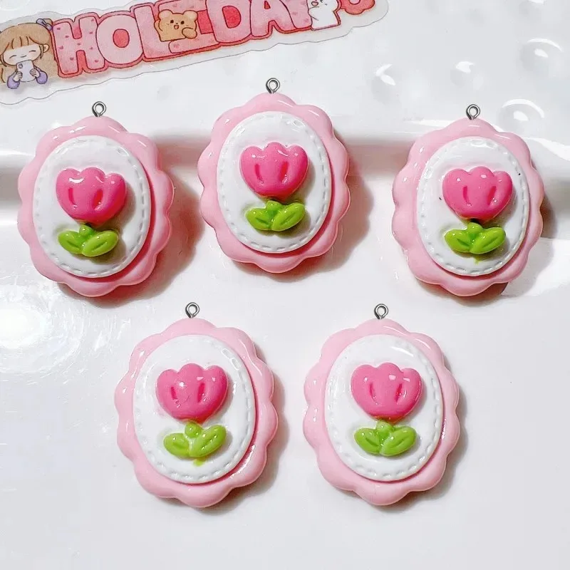 10Pcs Kawaii Flower Bear Resin Charms Sweet Cartoon Pendants DIY Accessories for Earrings Necklaces Phone Shell Anime Keychains - view 6