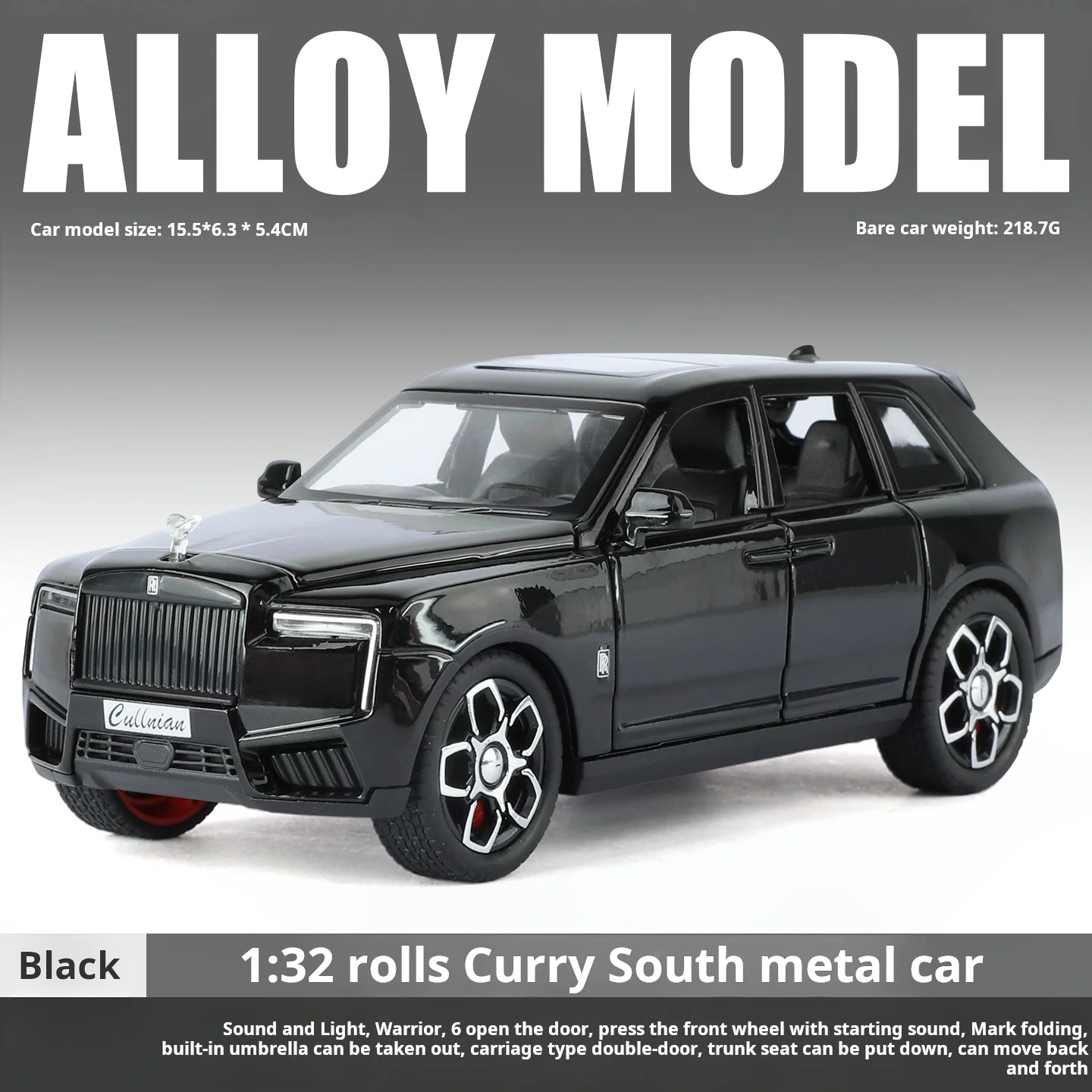 1:32 escala simulação rolls-royce cullinan liga diecast modelo de carro clássico som luz puxar para trás meninos brinquedo presente do miúdo