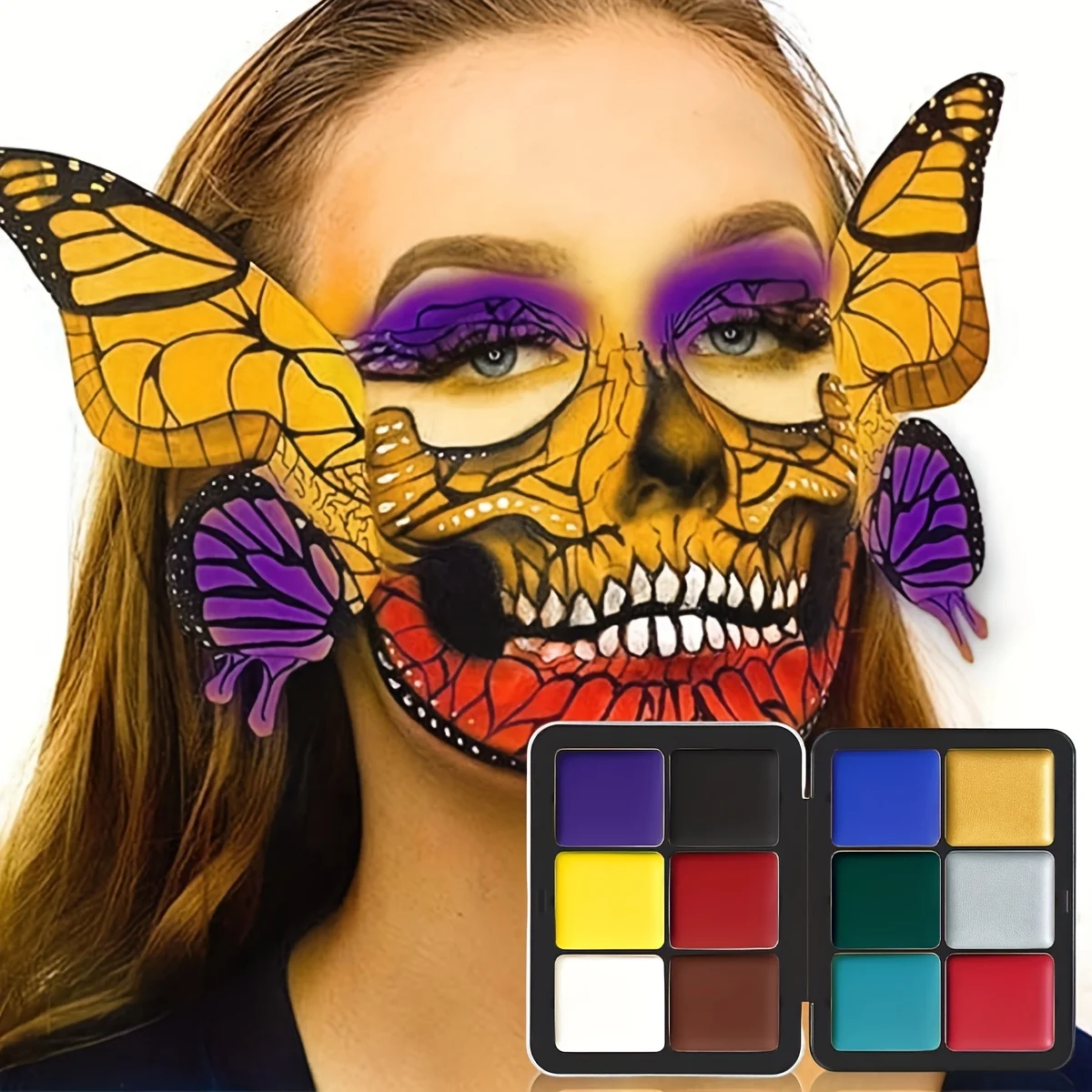 طقم مكياج احترافي مقاوم للماء على شكل زيت مكون من 12 لونًا لمهرجان الهالوين وحفلات عيد الميلاد والحفلات التنكرية #3