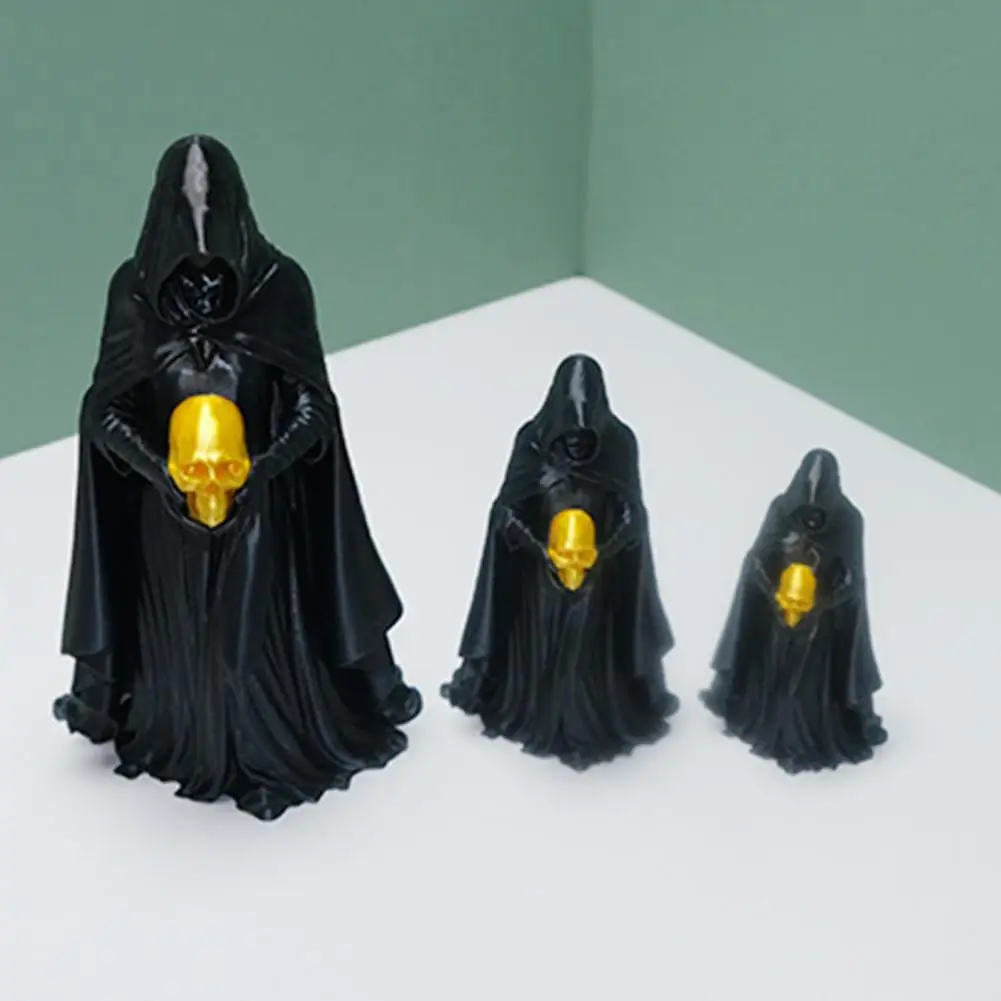Black Robe Ornament 3d Printed Black Robe Woman Statue Mysterious Hooded Figurine Dark Home Decor Sculpture Halloween Gift