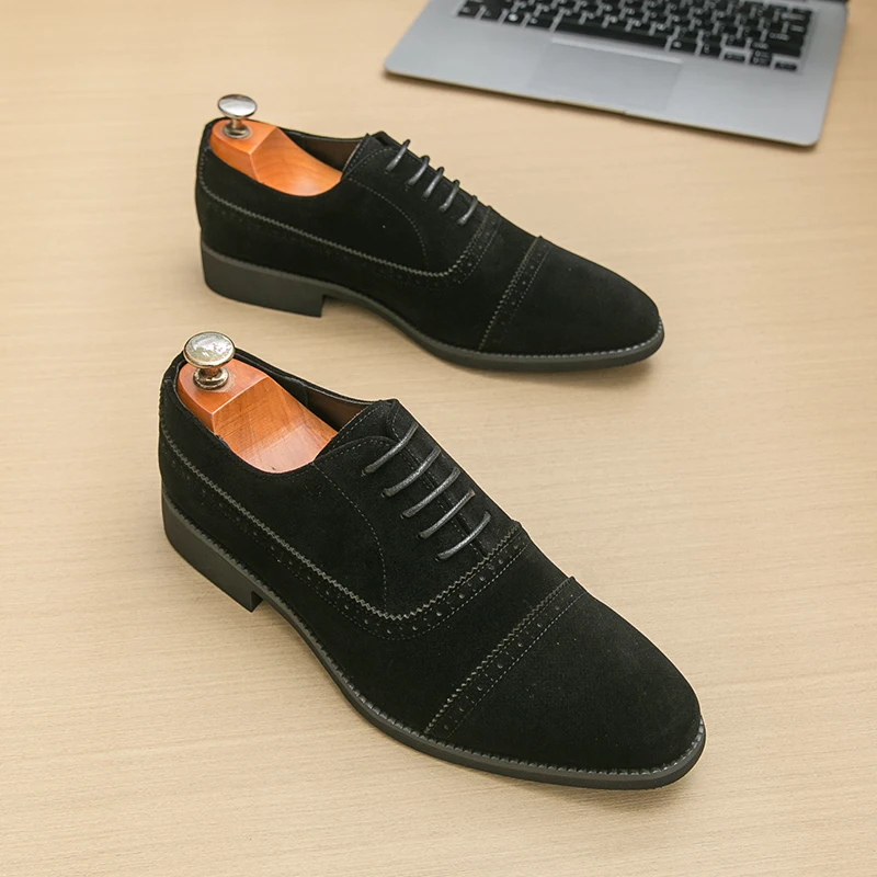 Retro Men Business Formal Shoes Suede Men Lace-up Lightweight Comfortable  Fashionable Driving Travel Shoes Gentleman Shoes Men