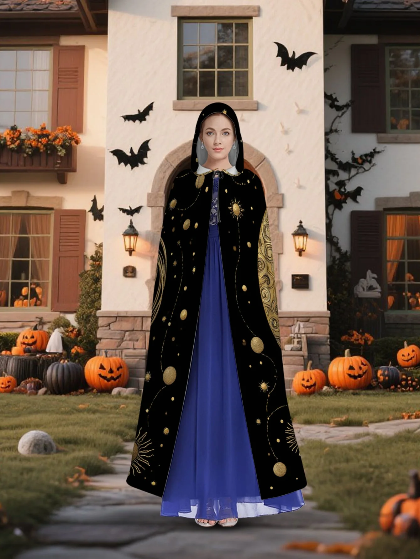 Customization 1pc Of Selected Products, 2D Flat Print, Colorful Classic Cloak Featuring Celestial Bodies Like The Moon, Planets,