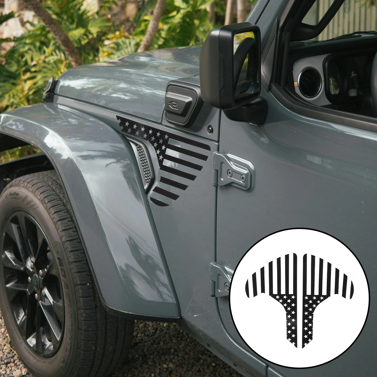 

Vent Flag Sticker American Decal Black for Car Auto Exterior Decor Air Applique