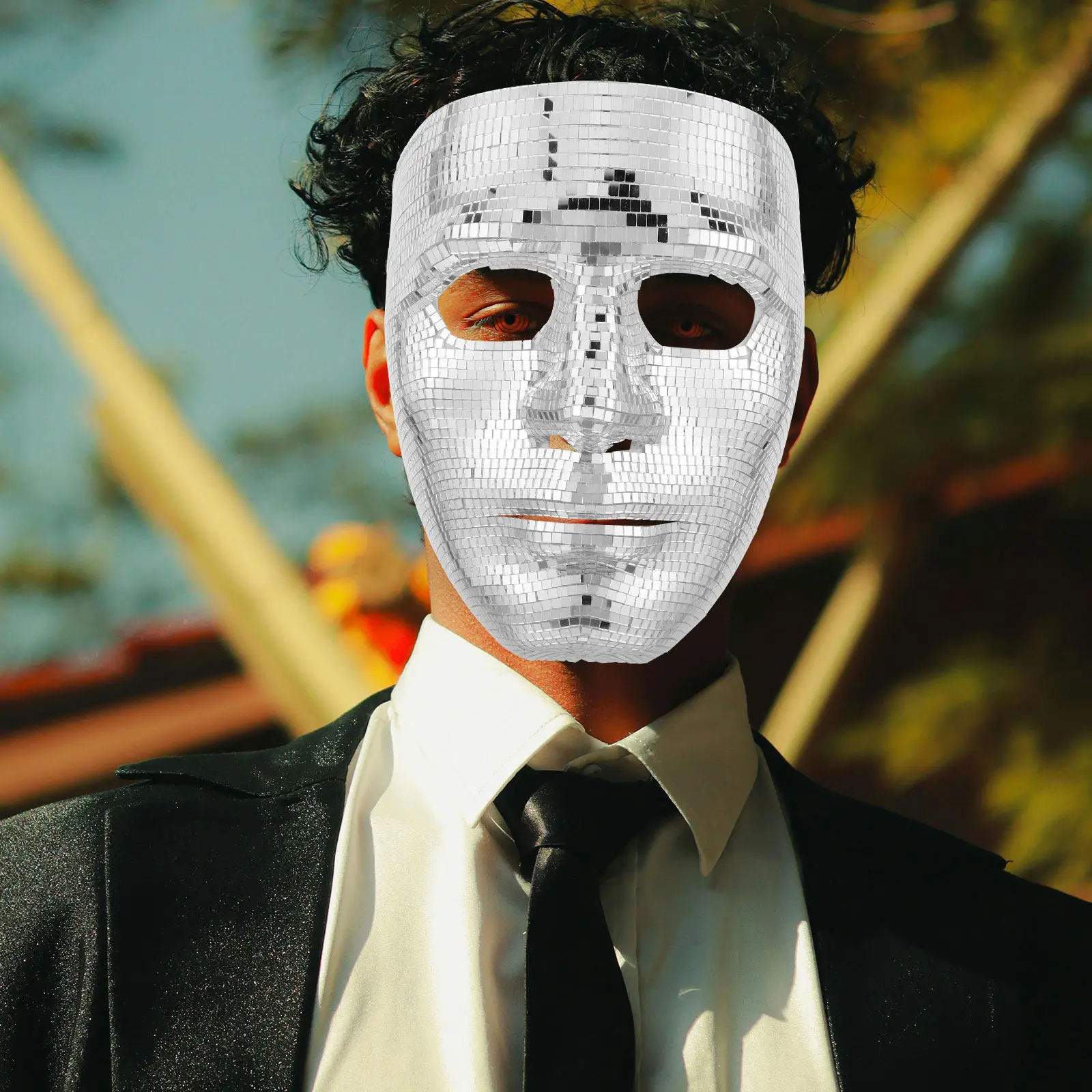 

Маска для лица с блестками, дизайн в стиле диско-шара, светоотражающая, легкая, удобная, для мужчин и женщин, для вечеринок, косплея, мероприятий, ночных клубов