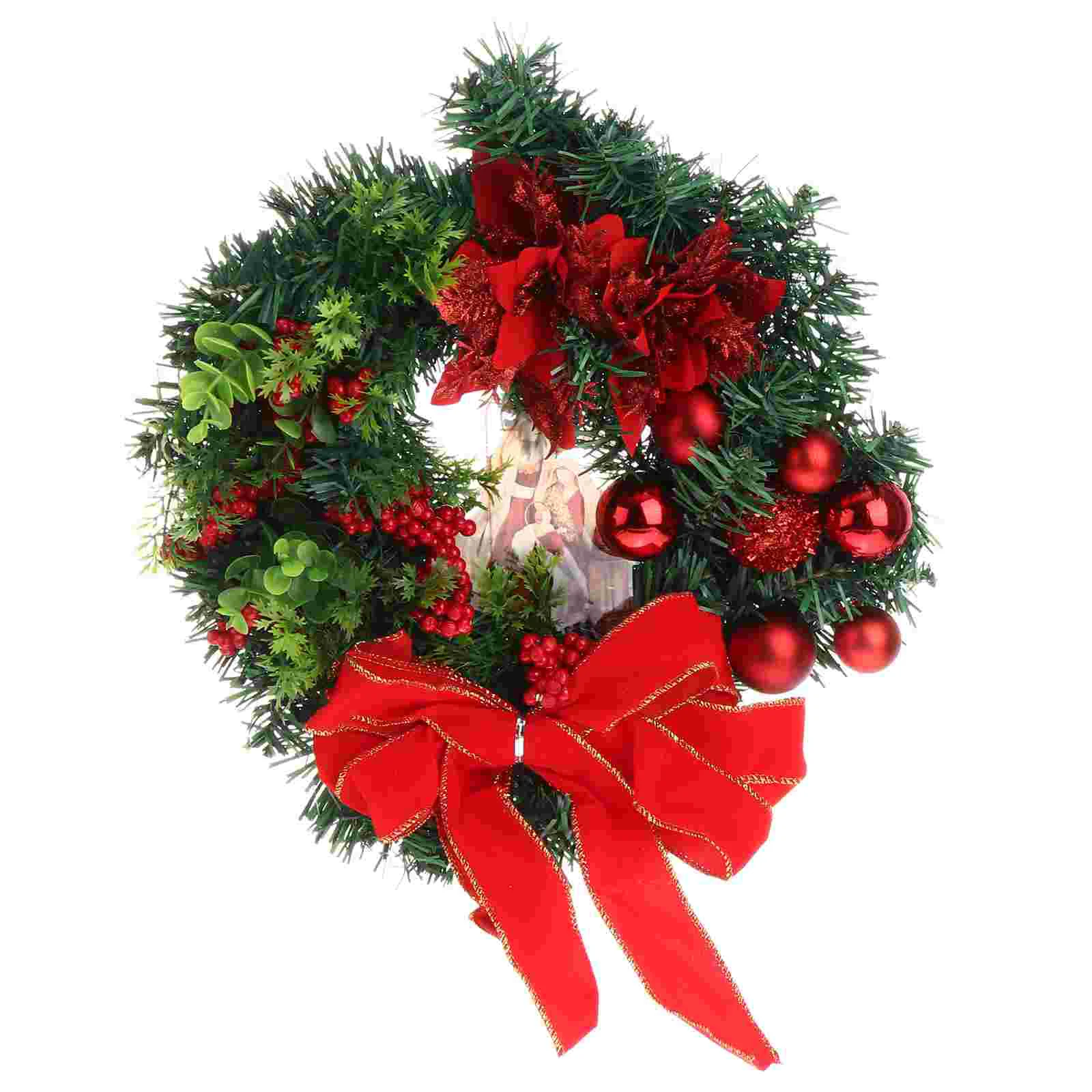 

Christmas Wreath Decorative Jesus Xmas Door Decoration Garland Window Hanging Decorations Festival Adornment