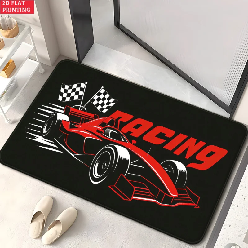 tapete-de-chao-antiderrapante-e-absorvente-vikama-f1-com-estampa-de-carro-de-corrida-vermelho-bandeira-xadrez-e-letras-racing-para-garagem-e-caverna-do-homem