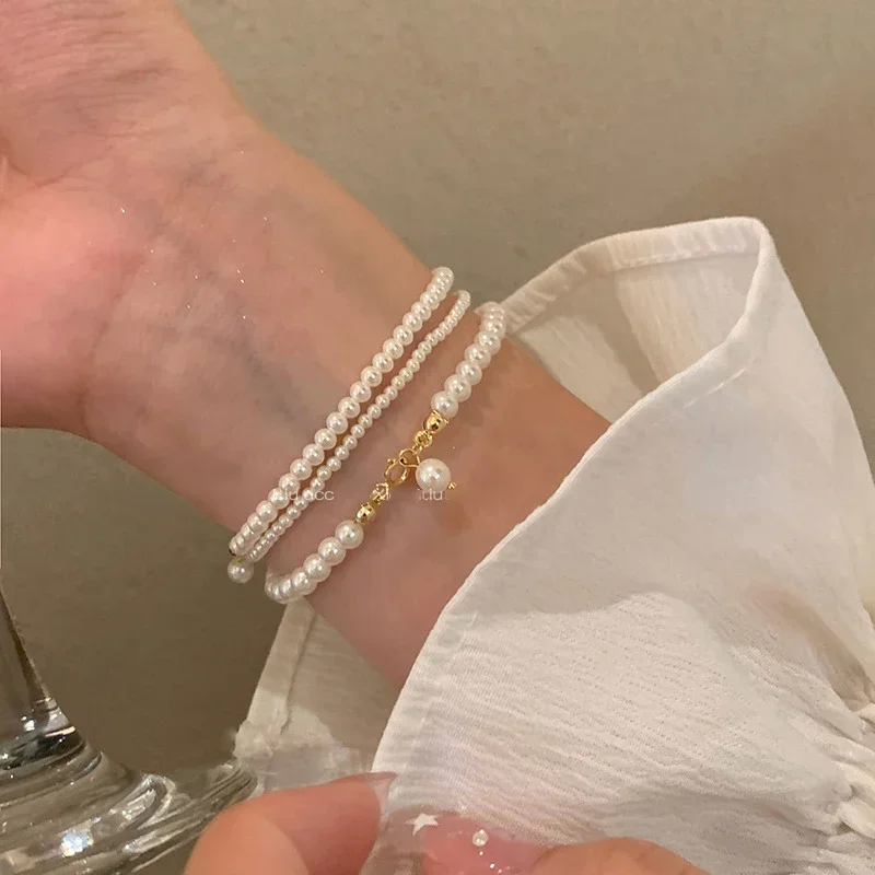 女性用PONYKISS-925シルバーパールブレスレット,パールチェーン,ファインジュエリー,ミニマリストアクセサリー,キュートでファッショナブル