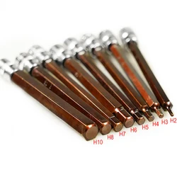 8pcs/set 110mm Long 1/4 Square Drive Socket Adapter Hex Head Screwdriver Bit Wrench Hand Tools Hexagon H2 H3 H4 H5 H6 H7 H8 H10