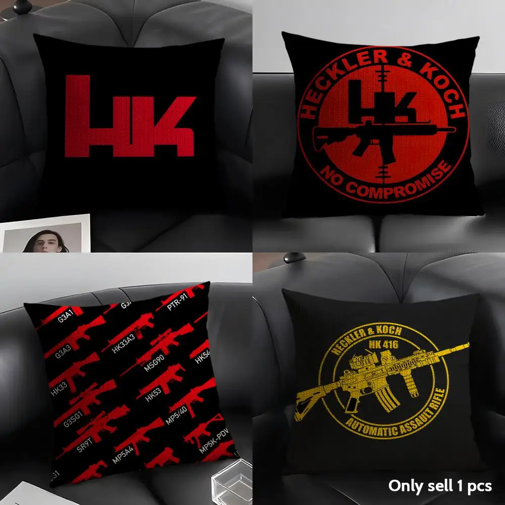 H-Heckler-K-Kochs Firearms Cushion Cover Natural Linen Organic Fabric Double-Sided Printing Sofa Home Decor Gift Pillow Case