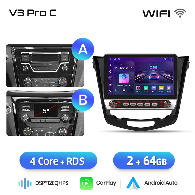 Junsun 13.1″ QLED Draadloze CarPlay Android Auto Autoradio Voor Nissan Qashqai 2 X-Trail T32 2013-2017 Intelligente Systemen DSP SWC