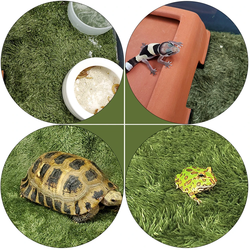 

2 Pcs Reptile Mats Cotton Moisturizing Fake Lawn Natural looking Green Rugs Simulated Moss Carpets Amphibian Tortoise Breathing