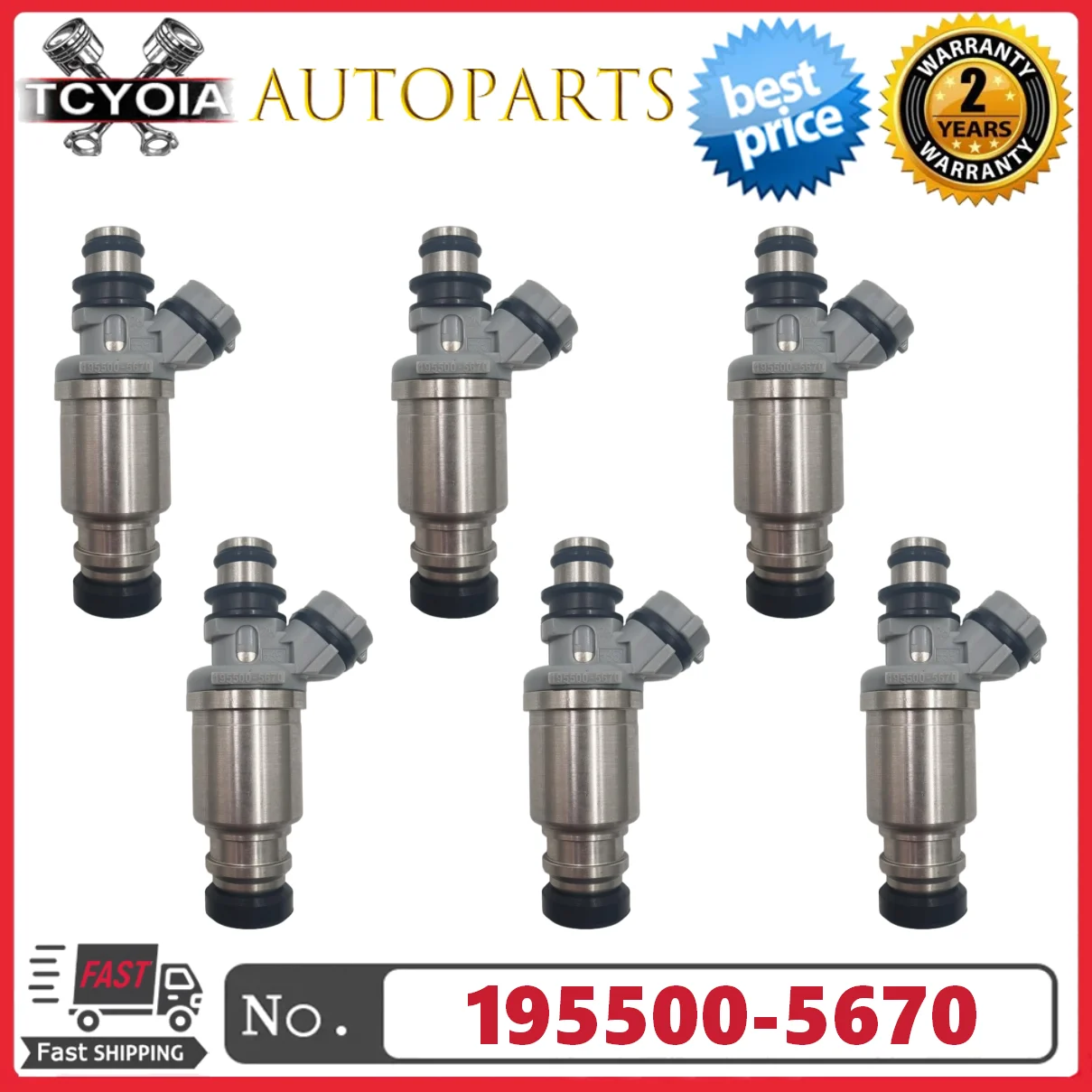 

6pcs/lot 195500-5670 MD308861 Fuel Injectors For MITSUBISHI MONTERO 1995-1996 3.0L