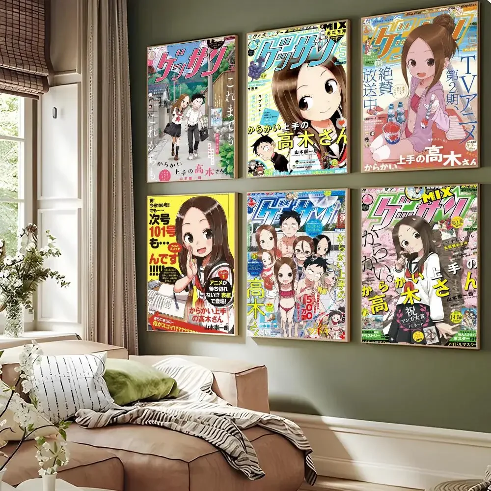 Teasing Master Takagi‑san Anime Cover Poster Self-adhesive Advanced Aesthetic Printing Paper Wall Art for Living Room Home Decor