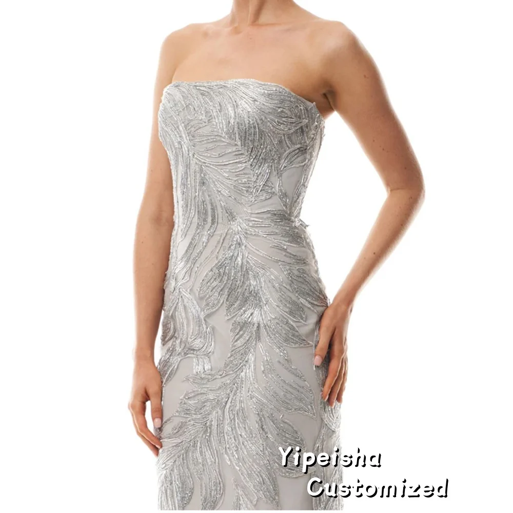 Abito da sera con applicazioni in pizzo splendido personalizzato senza maniche Abito da ballo per occasioni speciali Abito lungo Robes De Soiree