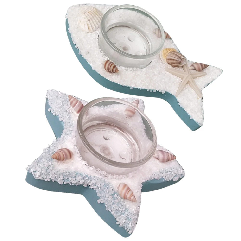 

Shaped Candlestick Holder Coastal Decor Flameless Wax Cup Home Tabletop Accent Nautical Theme Wedding Party
