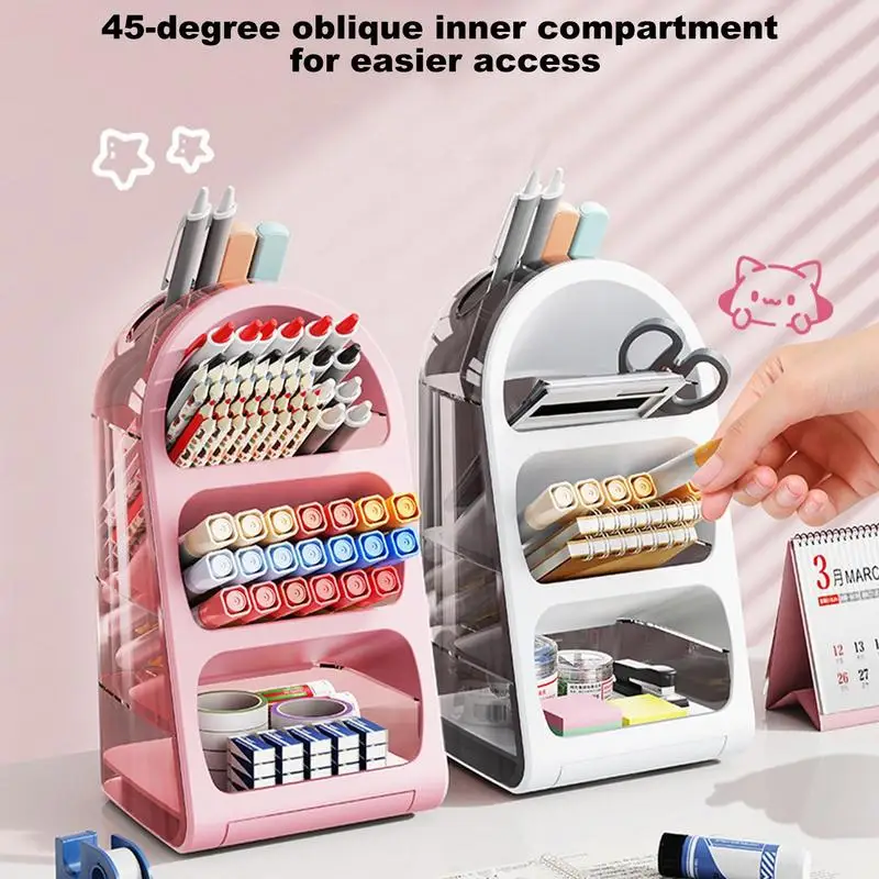 Makeup Holders And Organizers Multi-Purpose 3 Tiers ABS Makeup Storage Rack For Vanity Rotating Makeup Brush Rack For All Kinds