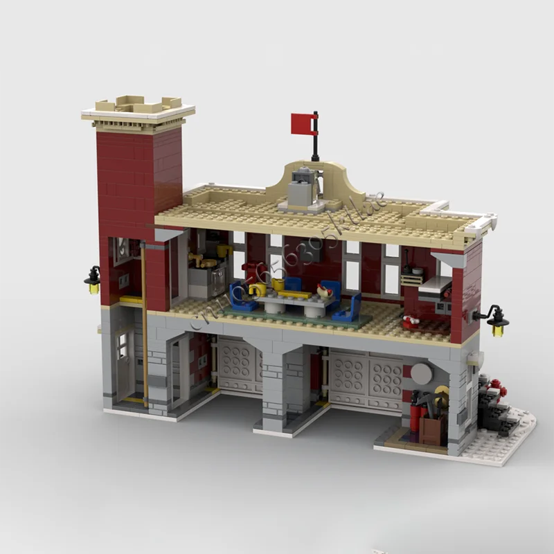 Hot 1134 PCS MOC Popular Large Winter Fire Station Building Blocks Model Children Puzzle Assembly DIY Surprise Christmas Gifts