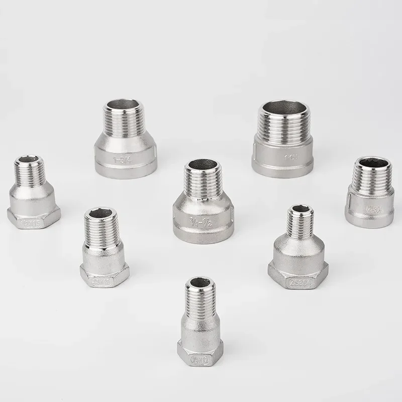 1Pcs 304 Stainless Steel Reducer Adapter Internal External Thread, 4-Point Straight Water Pipe Diameter Conversion Connector