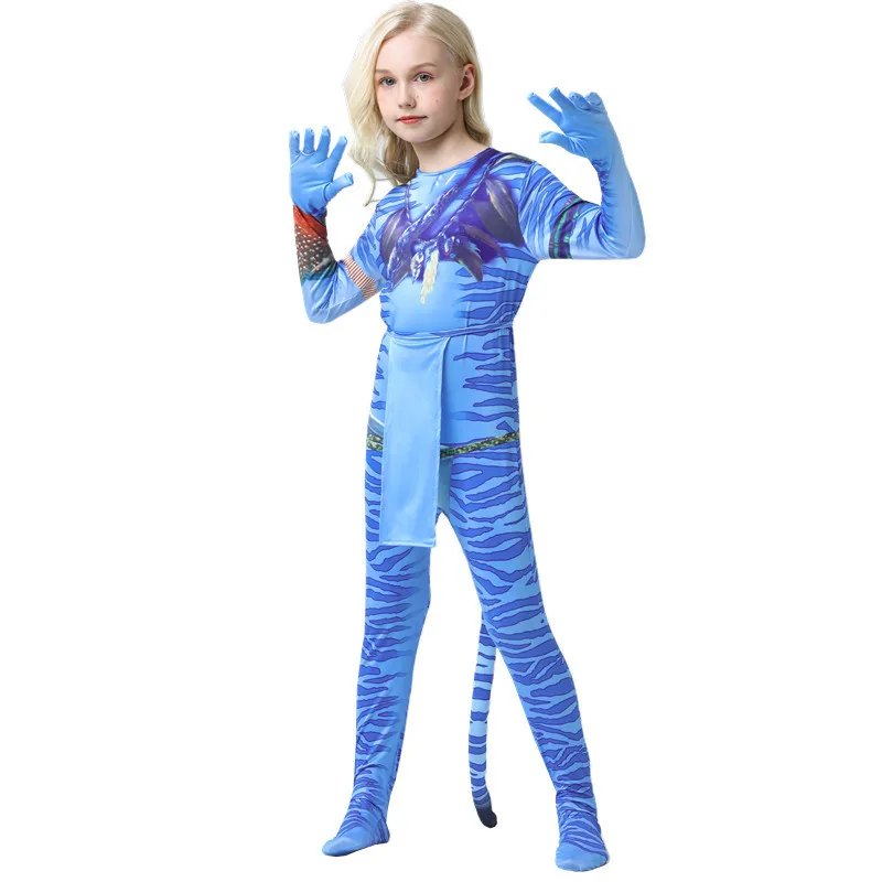 Avatar Costume for Kids Cosplay Alien Children Boy and Girl Avatar The Way of Water Christmas Halloween and Masquerade Party