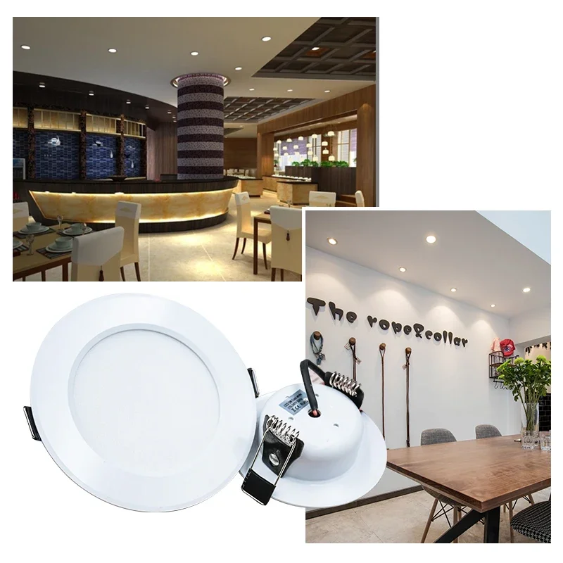 Luz de teto redonda LED para sala de estar, lâmpada de teto embutida, LED Downlight, 3W, 5W, 7W, 9W, 12W, 15W, 220V, 10 pçs/lote