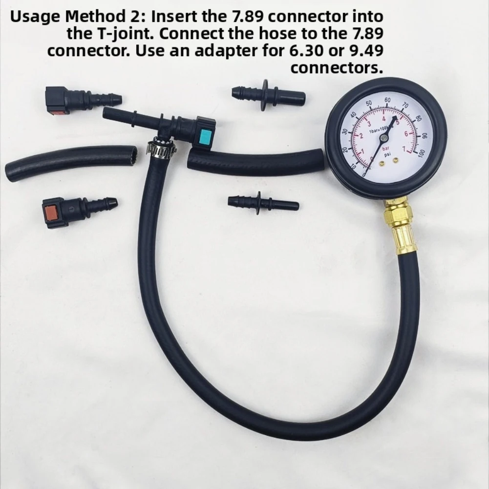 

Fuel Pressure Tester Tool 0-100PSI with Valve Compatible with Cars Motorcycles and Trucks for System Pressure Checks