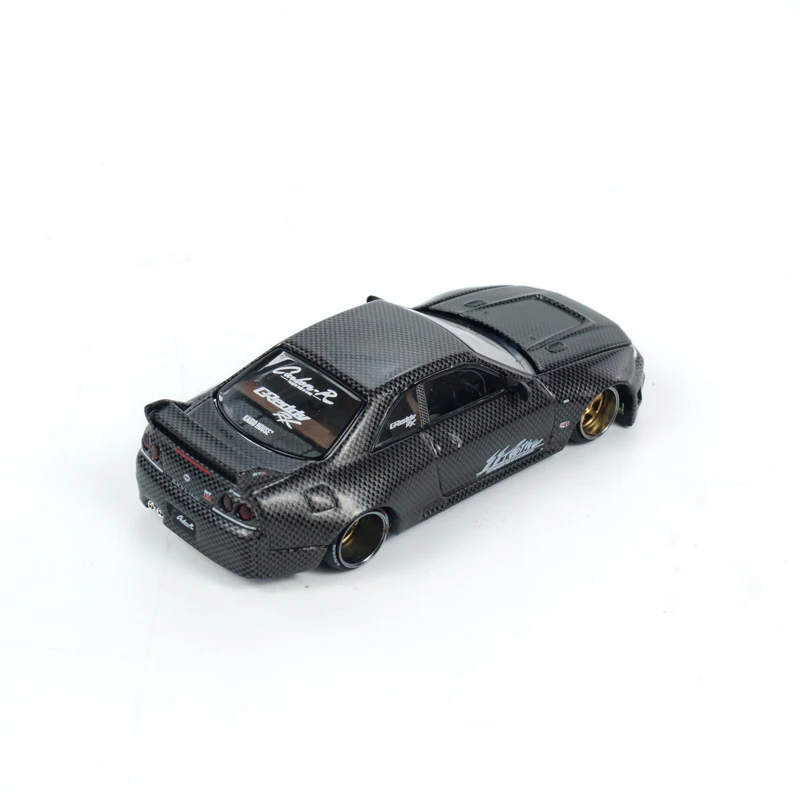 MINI GT 1:64 KAIDO House Nissan GTR R33 modelo de simulación de aleación de fibra de carbono, juguetes de colección para niños, regalos para niños