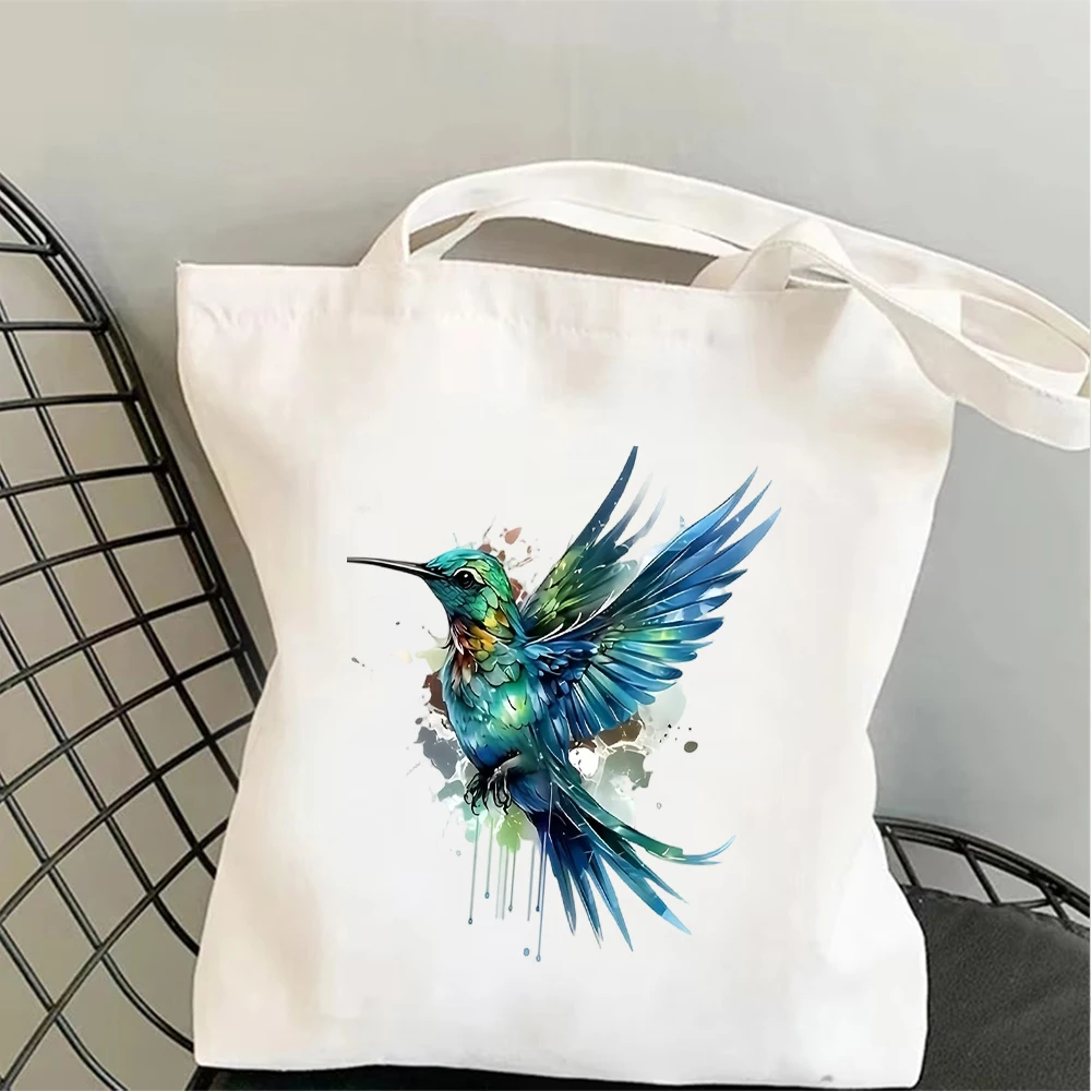 Floral Hummingbird Art Canvas Tote Bag Stylish Shoulder Bag For Campus Trips And Grocery Runs Shopping,Commute,Travel,Yoga bag